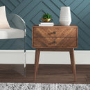 Drawer Solid Wood Nightstand in Light Brown