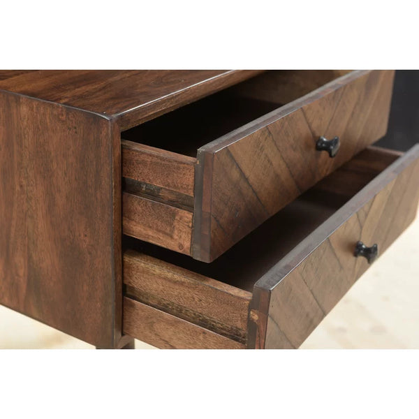 Drawer Solid Wood Nightstand in Light Brown