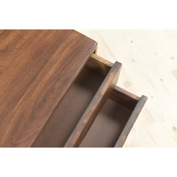 Drawer Solid Wood Nightstand in Light Brown