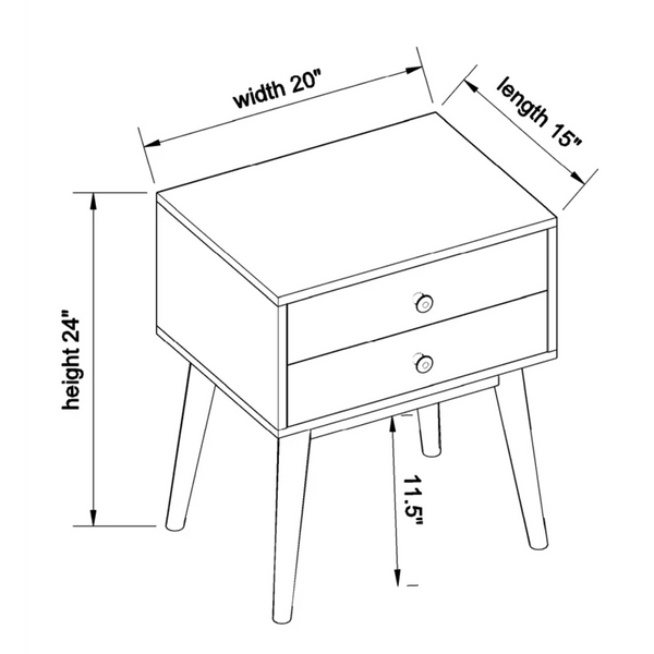 Drawer Solid Wood Nightstand in Light Brown
