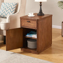 Drum End Table with Built-In Outlets