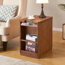 Drum End Table with Built-In Outlets