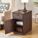 Drum End Table with Built-In Outlets