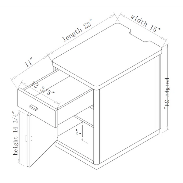 Drum End Table with Built-In Outlets