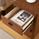 Drum End Table with Built-In Outlets