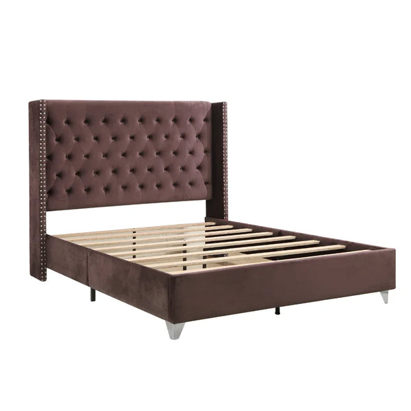 Tufted Upholstered Low Profile Platform Bed