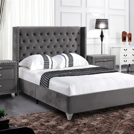 Tufted Upholstered Low Profile Platform Bed