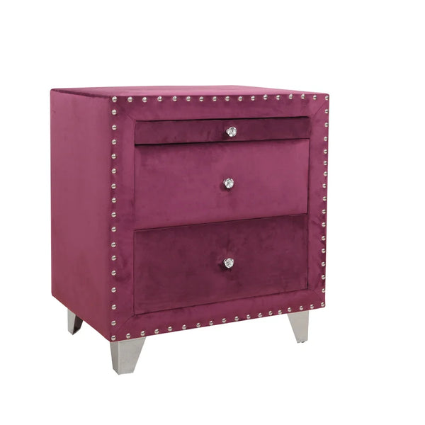 Drawer Nightstand Entirely upholstered with matte velvet
