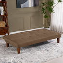 Brown Polyester 69'' Wide Cushion Back Convertible Sofa