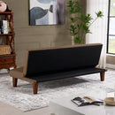 Brown Polyester 69'' Wide Cushion Back Convertible Sofa