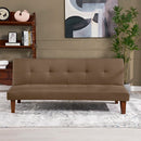 Brown Polyester 69'' Wide Cushion Back Convertible Sofa