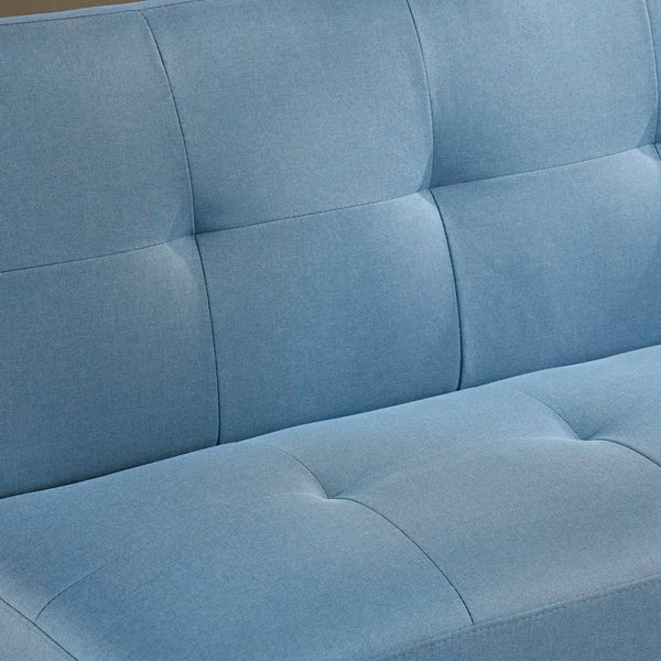 Blue Polyester 69'' Wide Cushion Back Convertible Sofa