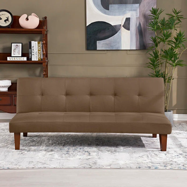 Brown Polyester 69'' Wide Cushion Back Convertible Sofa
