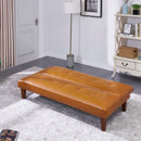 69'' Wide Mocha Leather Match Cushion Back Convertible Sofa