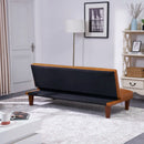69'' Wide Mocha Leather Match Cushion Back Convertible Sofa