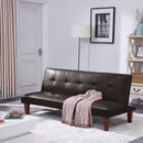69'' Wide Brown Leather Match Cushion Back Convertible Sofa
