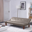 69'' Wide Khlki Leather Match Cushion Back Convertible Sofa