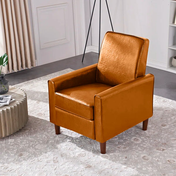 28'' Wide Light Brown Faux Leather Manual Standard Recliner