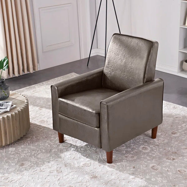 28'' Wide Khaki Faux Leather Manual Standard Recliner
