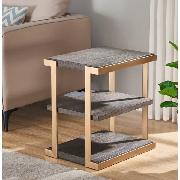 Hand-painted metal color 24'' Tall Floor Shelf End Table