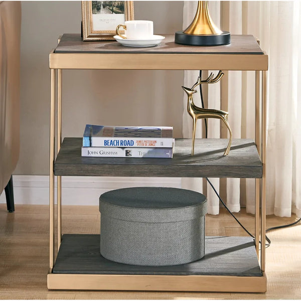 Hand-painted metal color 24'' Tall Floor Shelf End Table