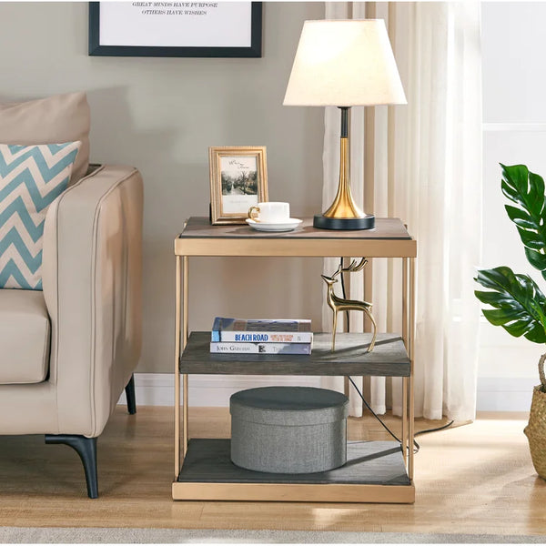 Hand-painted metal color 24'' Tall Floor Shelf End Table
