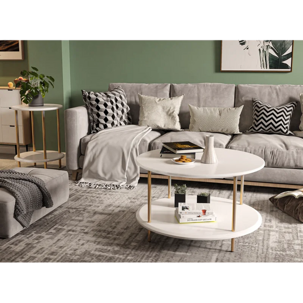 White Gerst 4 Legs Coffee Table with Storage