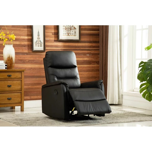 30.3'' Wide Black Faux Leather Manual Wall Hugger Standard Recliner