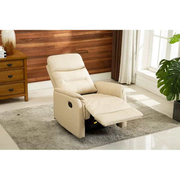 30.3'' Wide Cream Faux Leather Manual Wall Hugger Standard Recliner