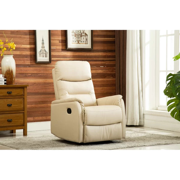 30.3'' Wide Cream Faux Leather Manual Wall Hugger Standard Recliner