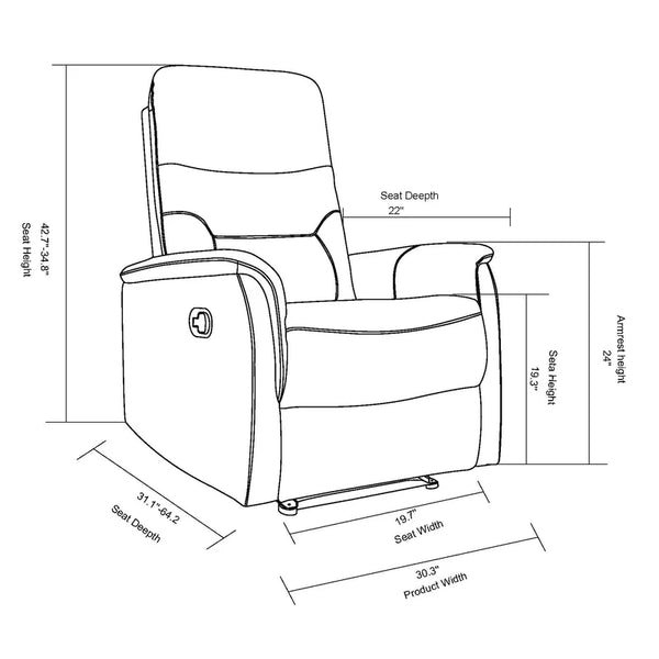 30.3'' Wide Faux Leather Manual Wall Hugger Standard Recliner