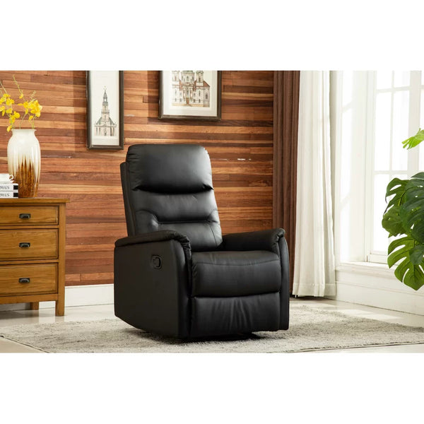 30.3'' Wide Black Faux Leather Manual Wall Hugger Standard Recliner