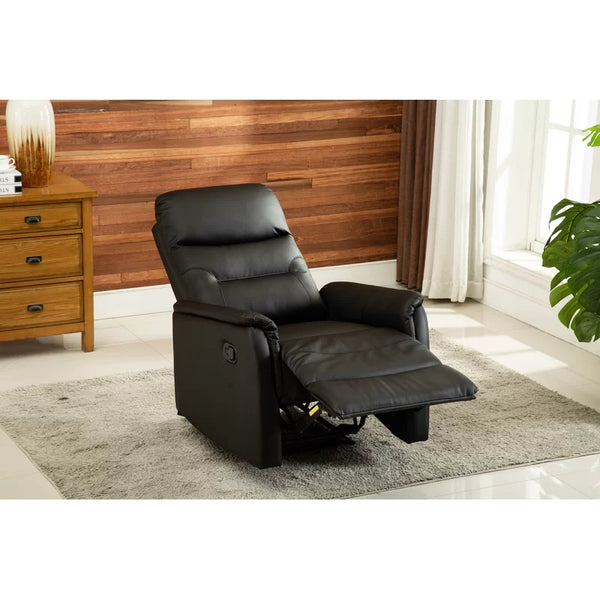 30.3'' Wide Black Faux Leather Manual Wall Hugger Standard Recliner