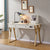White Rectangular Writing Desk with Built in Outlets