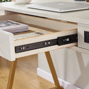 White Rectangular Writing Desk with Built in Outlets
