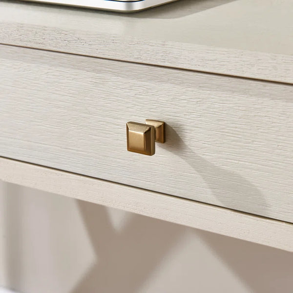 White Rectangular Writing Desk with Built in Outlets