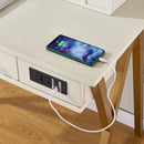 White Rectangular Writing Desk with Built in Outlets