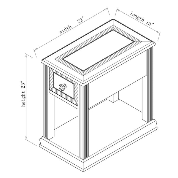23'' Tall Block End Table with Storage