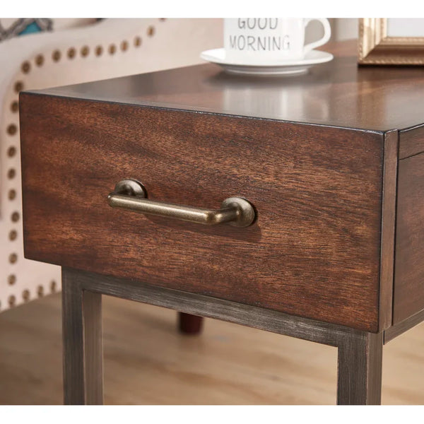 23'' Tall Solid + Manufactured Wood End Table with Storage