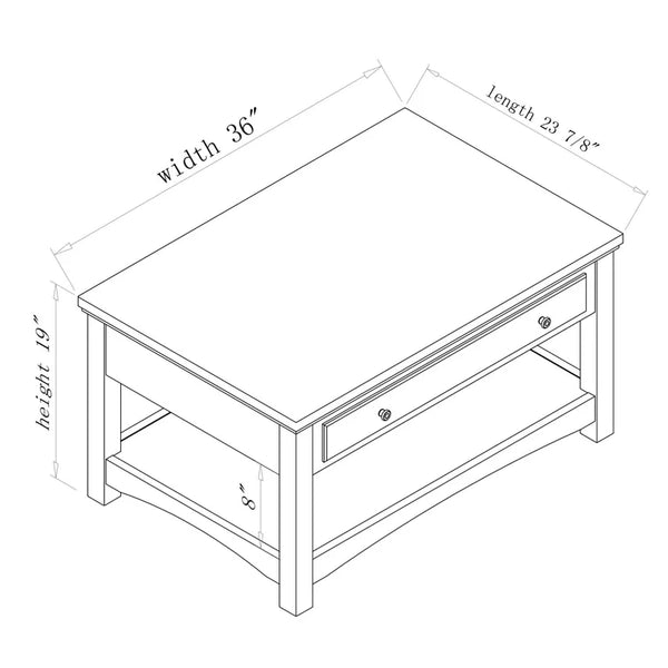 Gray Lift Top Coffee Table with Storage