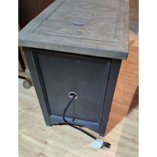 23'' Tall Black End Table with Storage and Built-In Outlets