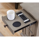 23'' Tall Gray Block End Table with Storage and Built-In Outlets