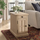 23'' Tall Antique White Block End Table with Storage and Built-In Outlets