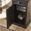 23'' Tall Black Block End Table with Storage and Built-In Outlets