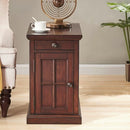 23'' Tall Dark Brown Block End Table with Storage and Built-In Outlets