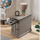 23'' Tall Gray Block End Table with Storage and Built-In Outlets