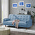 Blue Polyester Blend 75'' Square Arm Sofa