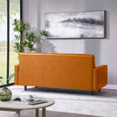 75'' Mocha Faux Leather Square Arm Sofa