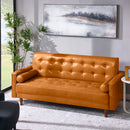 75'' Mocha Faux Leather Square Arm Sofa