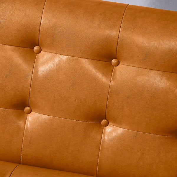 75'' Mocha Faux Leather Square Arm Sofa